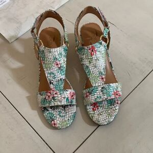 Aerosoles Floral Cork Wedge  Sandals